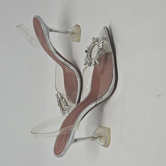 Amina Muaddi PVC Transparent Begum Glass Slingback Heels - Picture 3 of 10